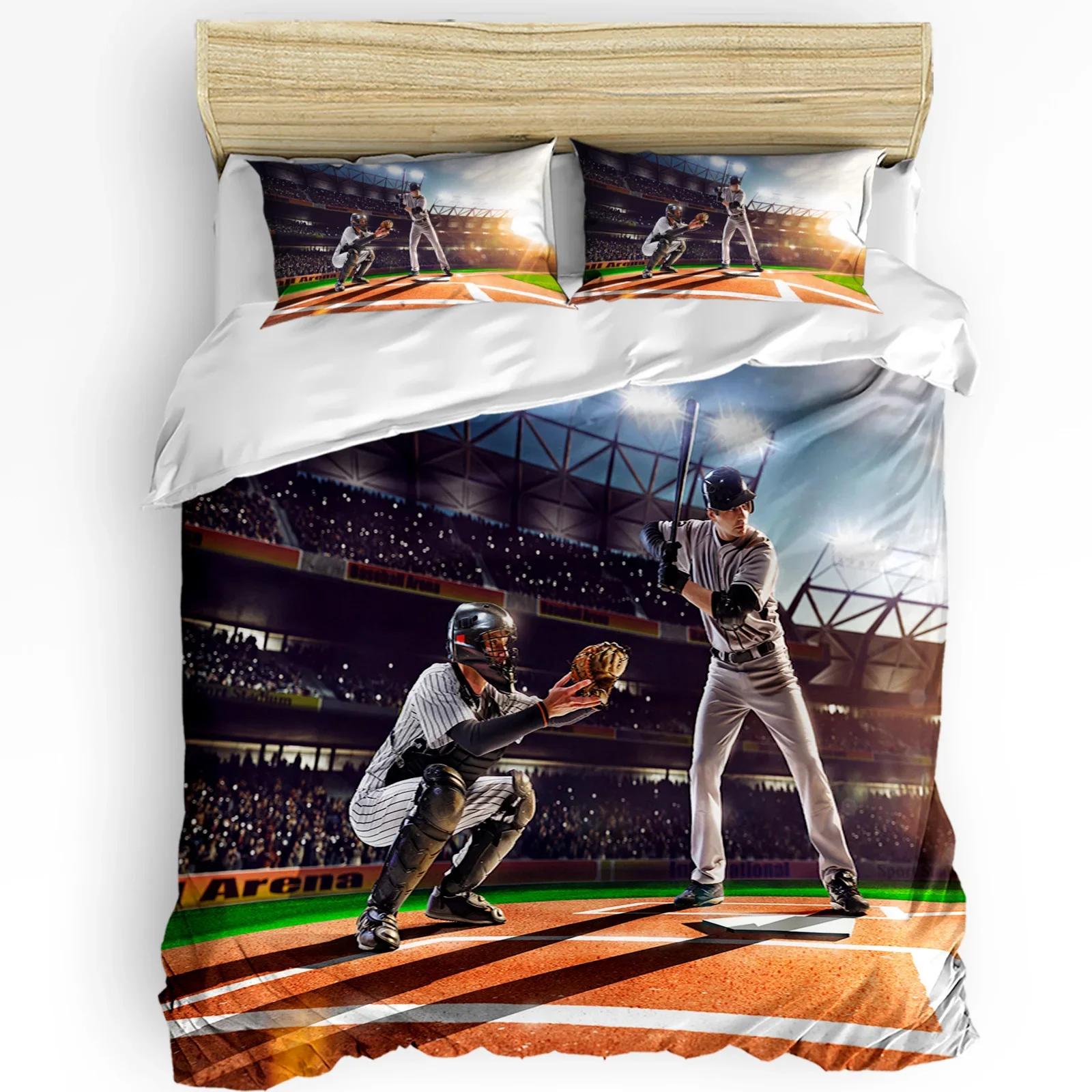 3pcs Bedding Set Sports Baseball Pitch Athlete Home Textile Duvet Cover Pillow Case Boy Kid Teen Girl Bedding Covers